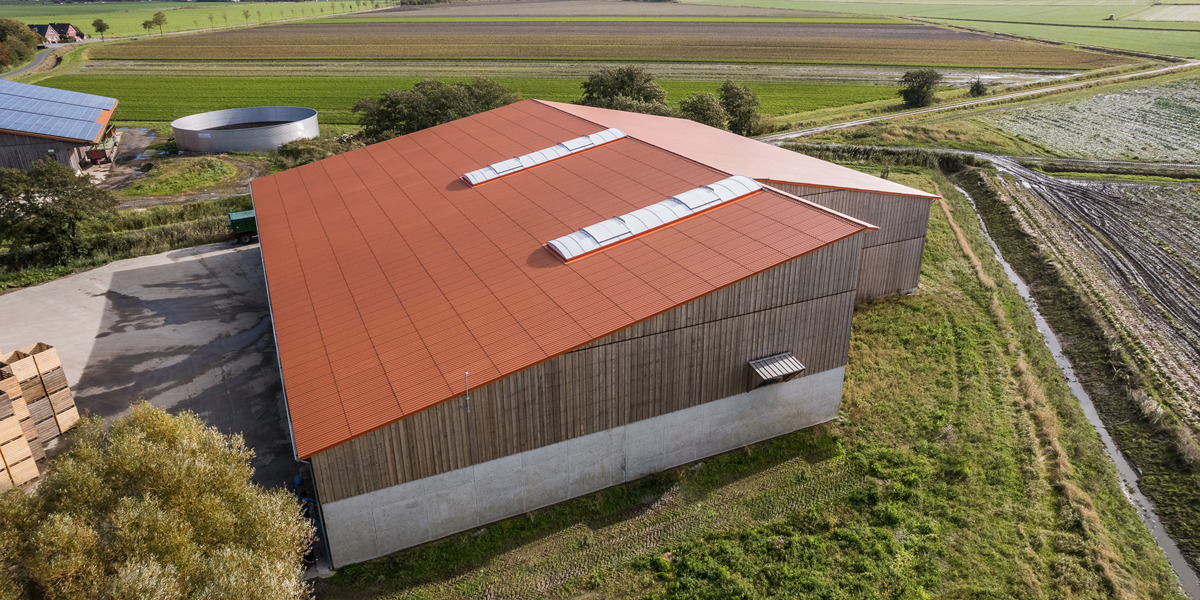 Lagerhalle Dacheindeckung Eternit Wellplatten